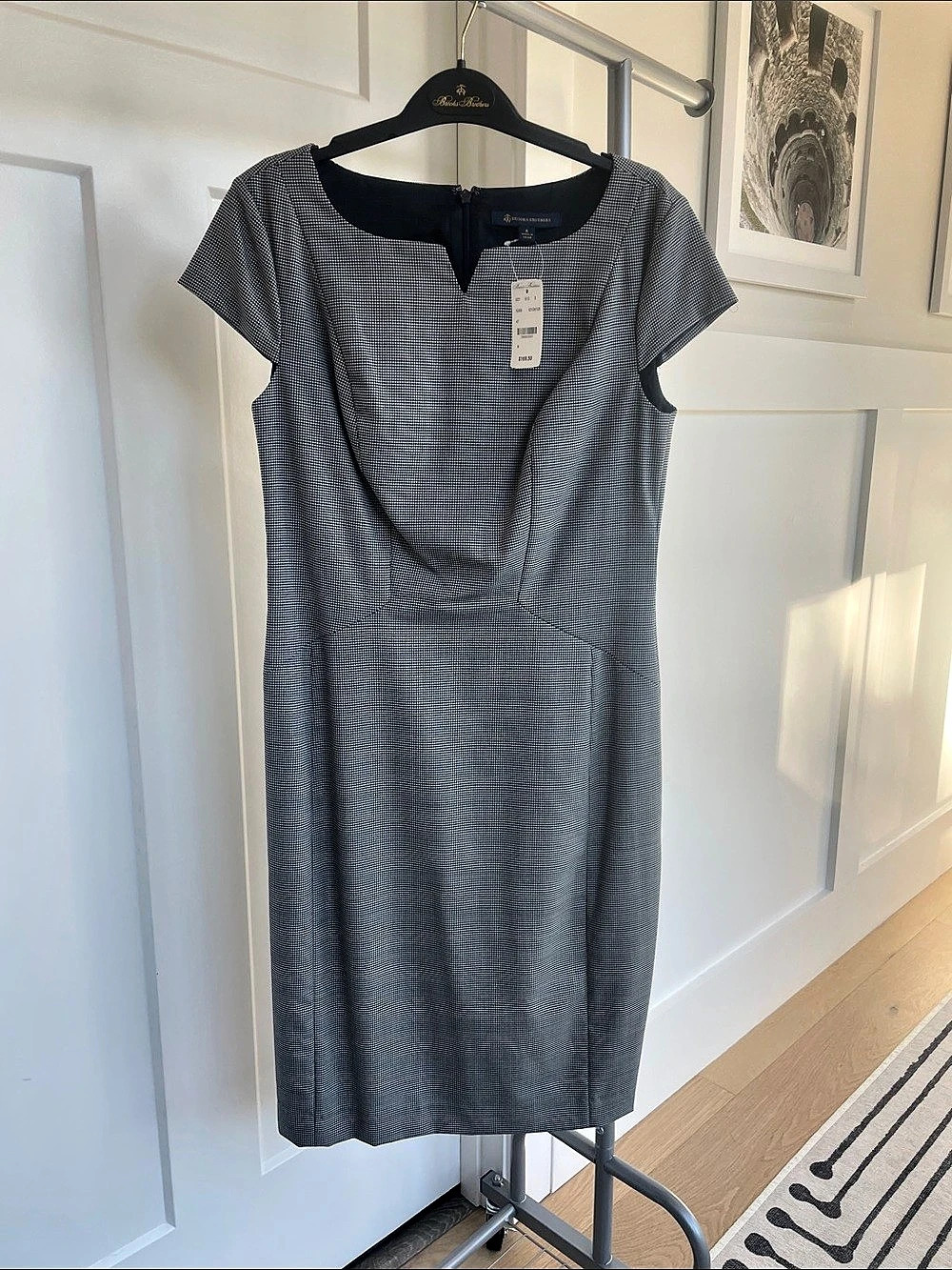 Brooks Brothers Houndstooth Midi Dress in Black & White - Picture 1 of 2